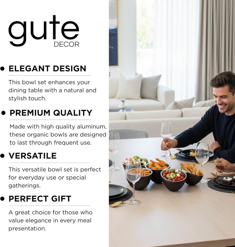 Gute 5 Cluster Decorative Bowls Dark Matte Bronze/Black & Chrome Silver Snack Tray Bowl Chip & Dip Serving Piece Strong Centerpiece Beautiful Room Accent & Entertaining Parties Home Decor Wedding Gifts 15" - Image 4